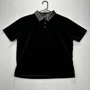 Lizsport Velvet Polo Shirt Womens XL Short Sleeve Velour Gothic Fairy Whimsical‎